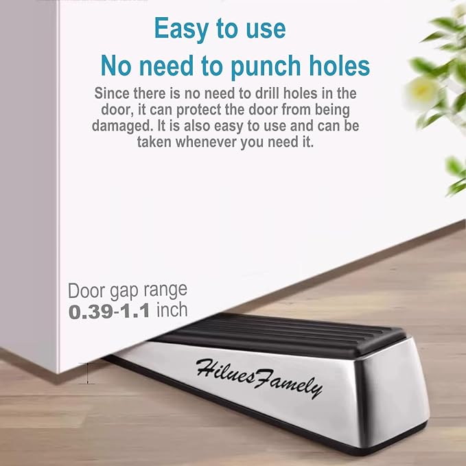 Door Stoppers - 2 Pack White Heavy Duty Door Stops for Bottom of Door Metal Rubber Small doorstops Wedge Security gate stoppers for Safety to Keep Door Open Suits Any Floor no Drilling