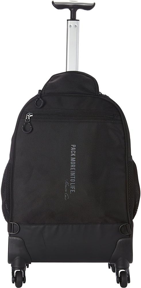 Kenneth Cole REACTION 17" Polyester Dual Compartment 4-Wheel Laptop Backpack, Black