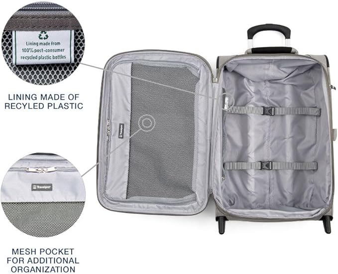 Travelpro Maxlite 5 Softside Expandable Upright 2 Wheel Carry on Luggage, Lightweight Suitcase, Men and Women, Champagne, Carry On 22-Inch