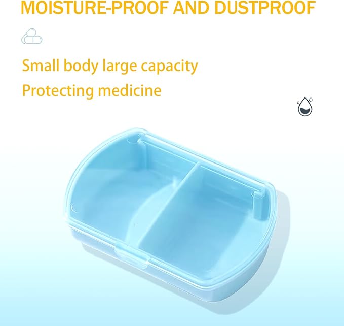 4PCS Small Pill Case Travel Pill Box Cute Pill Organizer for Purse Portable Daily Medicine Organizer 2 Compartment Pill Holder for Vitamins, Fish Oil, Supplements