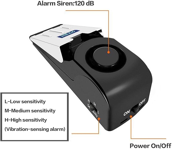 ZZRUI Door Stop Alarm with 120dB Siren, Portable Wedge Door Stopper Security Alarm for Travel, Home, Apartment, Hotel, Entry Alert & Self Defense Device – 1 Pack