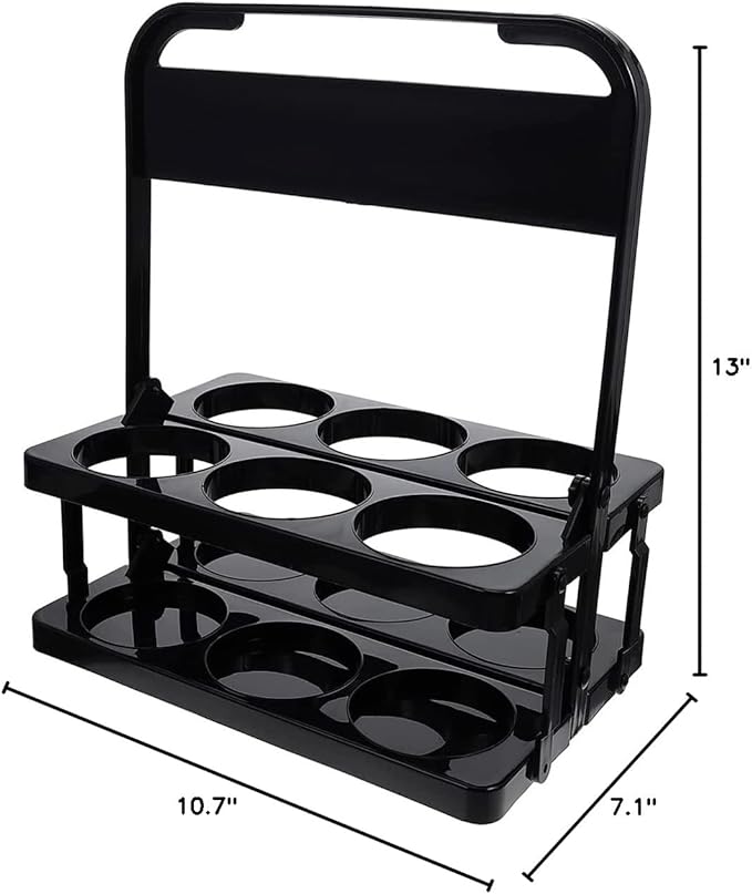 Plastic Foldable Cup Holder, Black, 13 inches, Holds 6 Beverages, Portable for Delivery, Takeout, Camping and Travel