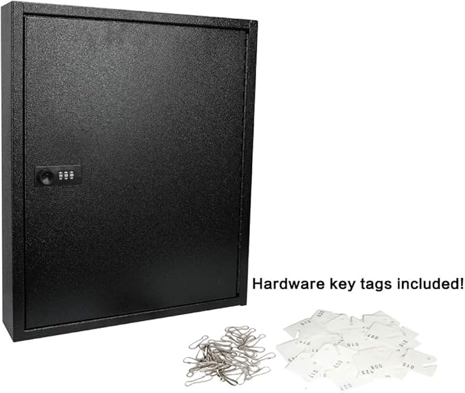 KYODOLED 100Keys Key Cabinet Organizer, Key Lock Box Wall Mount with Code, Large Keys Storage Combination Lock Box,17"x 12.99" x 3.26" (Black,100 Key)