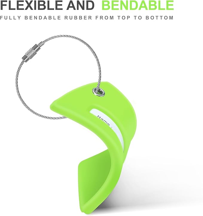 8 Pcs Luggage Tags for Suitcases, 26 Initial Letter Travel Luggage Baggage Identification Labels ID Tags Fully Bendable Tags with Stainless Steel Loop (Letter W, Green)