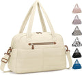 Travel Duffle Bag,Puffer Carry On Duffel Bag with Laptop Compartment Waterproof Overnight Weekender Bags for Women Large Hospital Tote Bags for Labor and Delivery(Large,Beige)