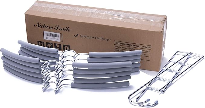 Nature Smile No Shoulder Bump Multiple Sweater Coat Clothes Hangers,Multi Layers Space Saving T Shirt Blouse Rack,(2 Pack Light Grey Color)