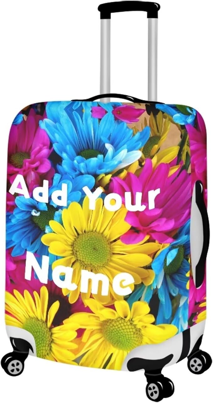 Customized Luggage Cover for Suitcase Personalized Name Suitcase Cover Fit 26-29 Inch Flower Luggage Covers Zip Closure Suitcase Cover Protector for Travel Business Anti-Scratch Baggage Cover