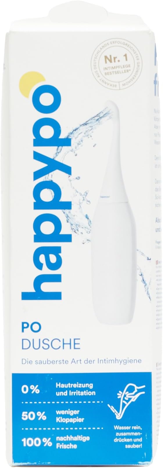 The Original HAPPYPO Travel Bidet - Handheld Bidet for Gentle Cleansing - Portable Hygiene Bottle for Home or Travel - Replaces Wet Wipes and Douche Bottles for Women