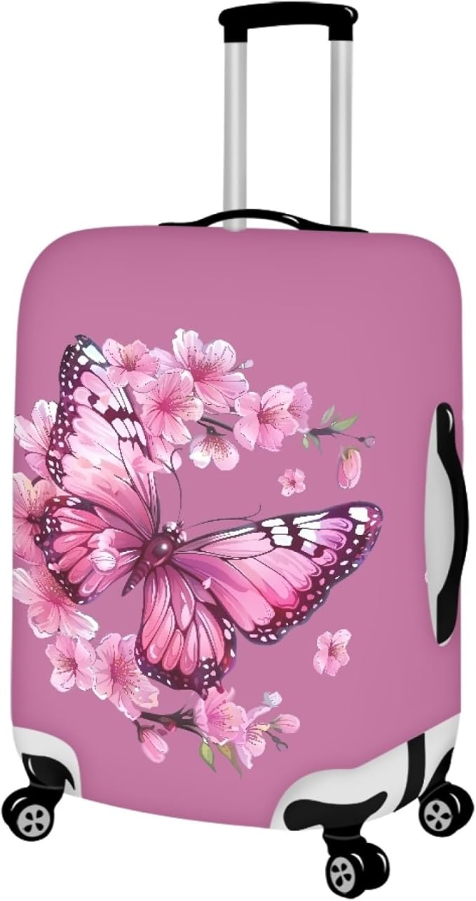 Purple Butterfly Luggage Cover Anti-scratch Baggage Suitcase Protector Fits 30-32 Inch Luggage