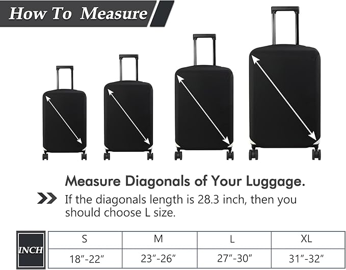 HYPER VENTURE Washable Luggage Cover - Fashion Suitcase Protector Fits 18-22 Inch Luggage (Black, S)