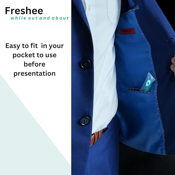 Freshee Bead -5 in 1 Disposable Mini Toothbrush with Refreshing Bead + Floss + Pick + Tongue Scraper | Travel Size | Individually Wrapped | Soft | Extra Minty | Travel Set