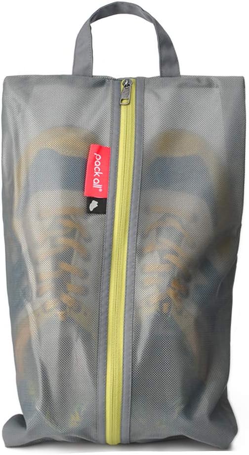 pack all Shoe Bag for Travel, Water-Resistant Shoe Pouch for Gym, Odor-Resistant Soccer Cleats Bag for Sport (Grey, 1-Pack)
