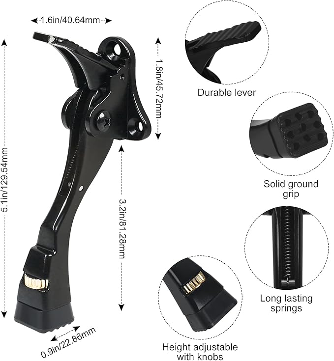 Black Kick Down Door Stoppers for Bottom of Door, Heavy Duty Kickdown Door Stop, Adjustable Door Stoppers, One Touch Kick Down Stopper (4 Inch x 1 Pack)