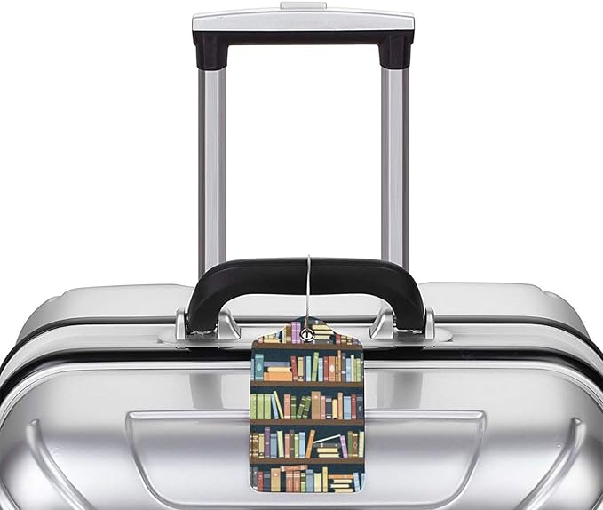 2 Pack Luggage Tags for suitcases Cute Book Luggage Tag, Leather Stainless Steel Loop Label Tag for Men Women Travel Bag Suitcase(Book)