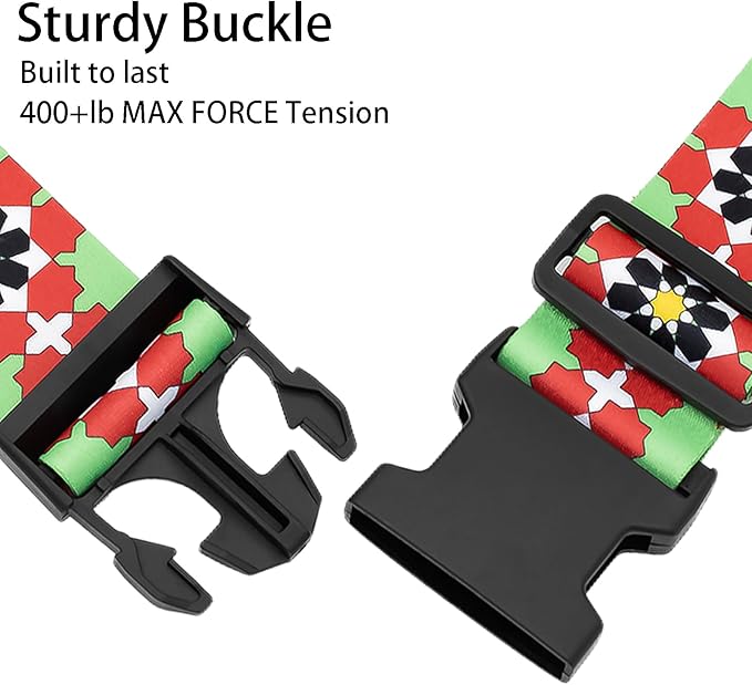 Flowers Luggage Straps for Suitcases, Adjustable Luggage Travel Belts to Keep Luggage Security While Travel, Strong Polyester Fabric, Easy-to-Recognize Stylish Design Travel Accessories, 2 Pack