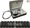 SEPOX 10Pcs Portable Security Case Lock Box Steel, Personal Travel Safe Storage Cabinet for Small Item, with 3 Ft Security Cable& Ressetable Combination Lock for Office, Car, Sports, Water Resistant