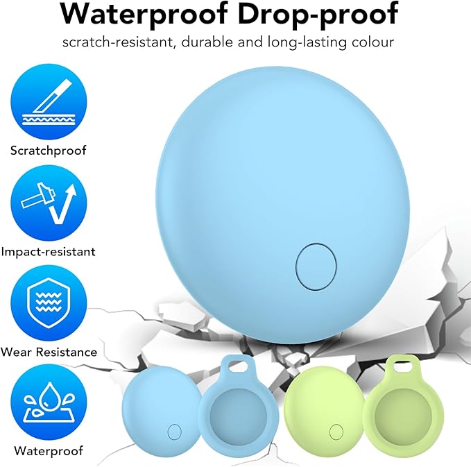 Air Tracker Tags 4-Pack, Item Finders Work for Apple Find My APP(iOS Only) Tracker Tags for Keys, Luggage, Bag etc,Replaceable Battery Last 1 Year, Loud Beep, IP68 Waterproof with Holder Keychain