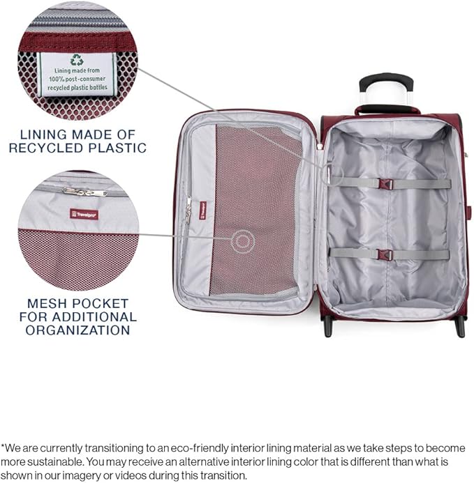 Travelpro Maxlite 5 Softside Expandable Upright 2 Wheel Carry on Luggage, Lightweight Suitcase, Men and Women, Burgundy, Carry On 22-Inch