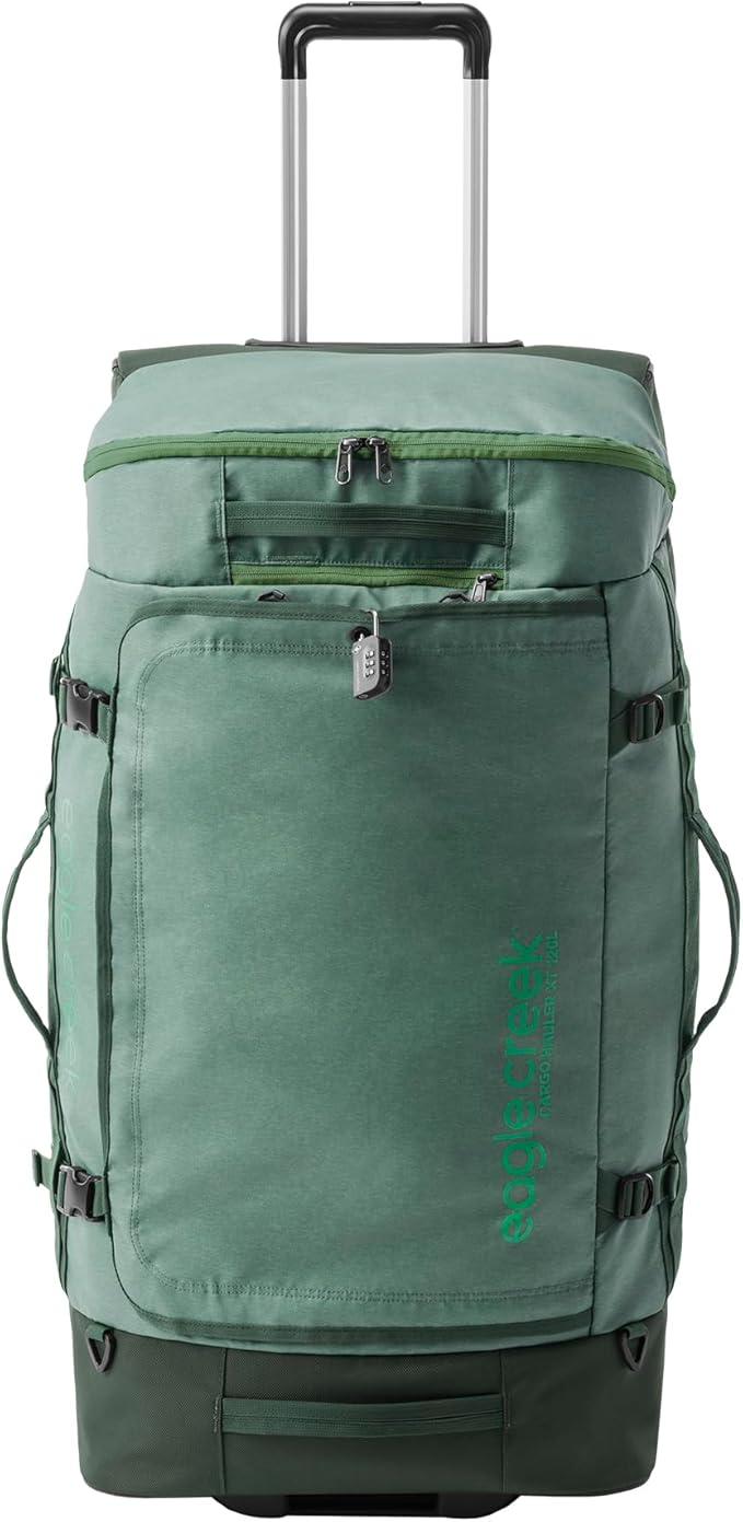 Eagle Creek Cargo Hauler XT Wheeled Duffel - Wheeled Backpack Duffel - Deployable Backpack Straps - Lockable U-Lid & Easy Access Compartment - 32" - Duck Green