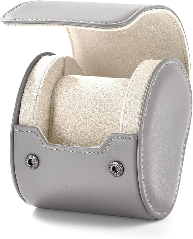 Oirlv Luxury Leather Watch Storage Case Watch Box for Mens Jewelry Organizer Case Jewelry Gift Box for Birthday Fathers Day Anniversary(1 slot, Grey)