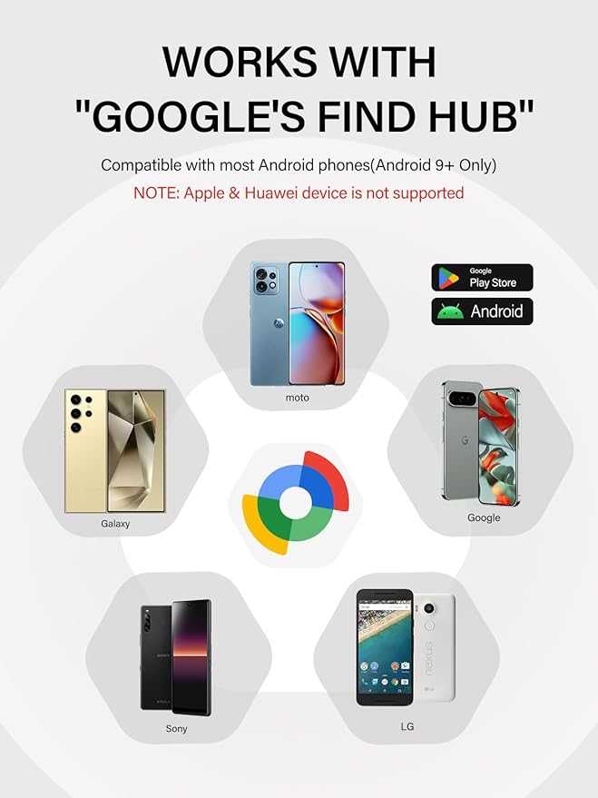 Android Tracker Tags, Works with Google Find My Device App (Android only), Key Finder Item Locator Tracking Device Smart Tags for Luggage, Wallet, Vehicles, Keys (Multi-Color, 4 Pack)