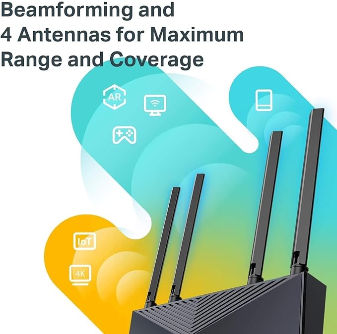TP-Link Smart WiFi 6 Router (Archer AX10) – 4 Gigabit LAN Ports, Dual Band 802.11AX Router, Beamforming, OFDMA, MU-MIMO, Parental Controls, Dual-Core 900MHz Processor, Works with Alexa