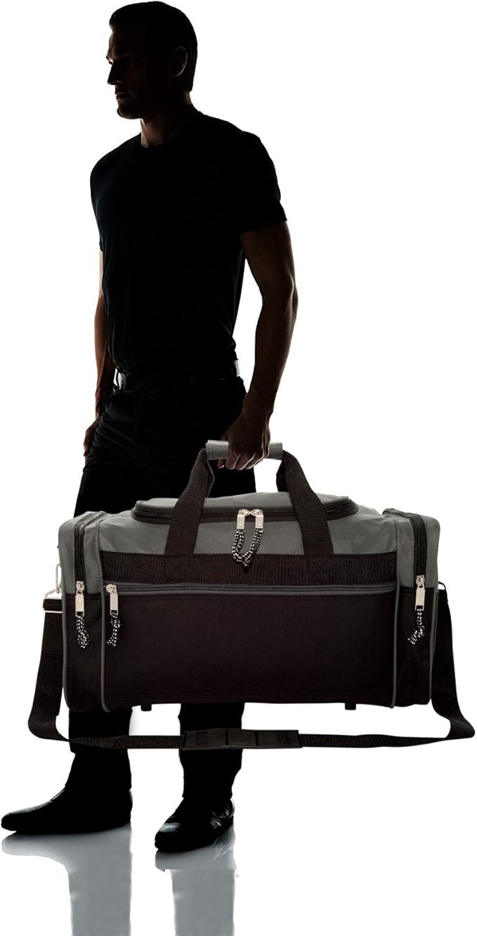 DALIX 21" Blank Sports Duffle Bag Gym Bag Travel Duffel with Adjustable Strap in Gray