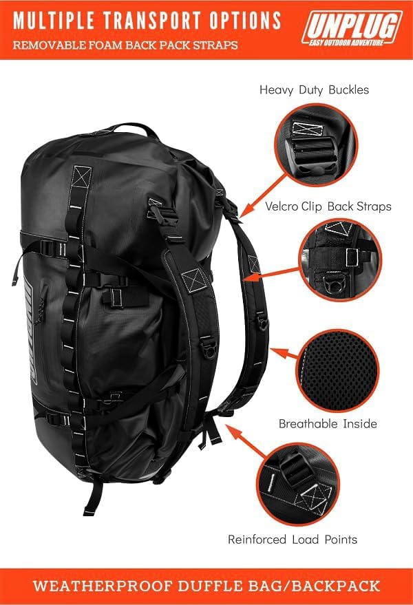 Duffel Bag, Storm Grey, Waterproof, 1680D Heavy Duty, Tactical Duffle Bag for Travel, Camping, Motorcycle, Hunting, Boating