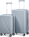 MILADA 2 Piece Luggage Sets, Suitcases With Wheels Hardshell TSA Approved Travel Luggage, 20 Inch Carry On Suitcase Large Luggage 28 Inch For Long Trip And Business, Grey