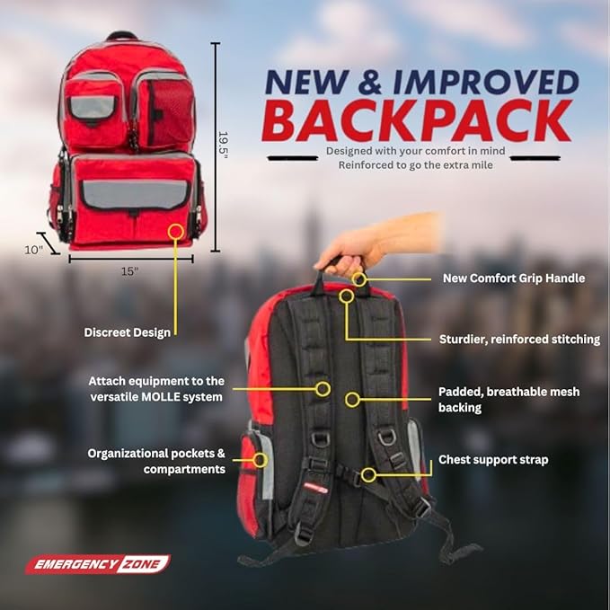 Urban Survival Bug-Out Bag/Go Bag and Disaster Survival Supplies for up to 6 People | Survival Kit for Wildfires, Hurricane, Civil Unrest & More