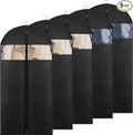 5 Pack - Moucas 50" Black Garment Bag, Mens Suit Bags for Closet Storage and Travel, Garment Bags for Hanging Clothes, Suit Cover Bags with Zipper for Coats, Dresses, Shirts