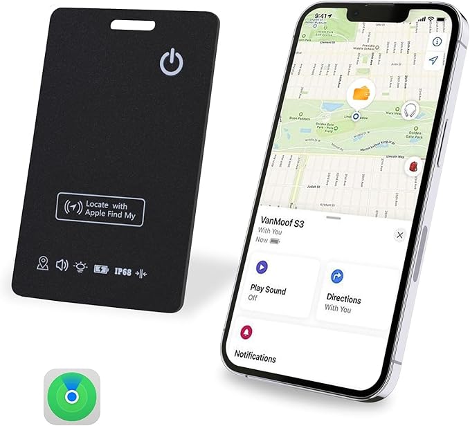 [Apple MFi Certified] LBPRT Air Card Tag Rechargeable Wallet Tracker Thin 1.6mm, Item Finder Work with Apple Find My APP (iOS Only, Android not Supported) Smart Locator for Luggage Suitcase, Purse,Bag