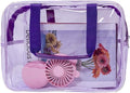 Travel Clear Waterproof PVC Bag, Toiletry Carry Pouch Makeup Artist Bag, Makeup Bags with Zipper Handle Straps, Tote Bag Violet