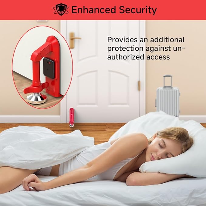 Portable Alarm Door Stopper for Additional Safety in Hotel,Apartment and Bedroom,Removable Bottom Door Jammer Device,Anti Theft Extra Security Lock Kit for Travel. (Alarm Stopper)