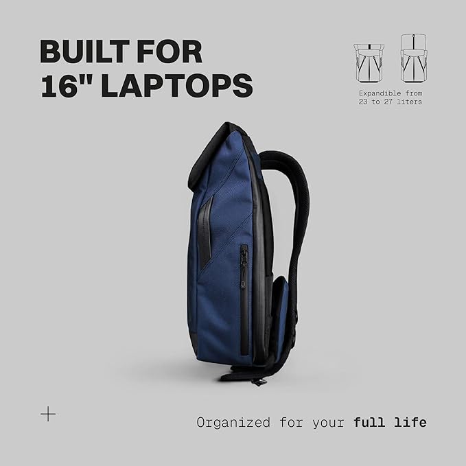 The Frenchie Co. - SL Speed - Expandable Ballistic Nylon Backpack - Anti-Theft Magnetic Closure - Self-Adjusting Comfort Straps, Lightweight, Water-Resistant, 16 inch Laptop Compartment, Carry-on
