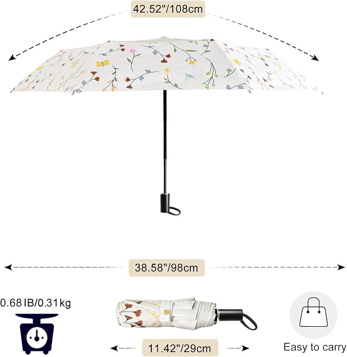 Cuby UV Sun Umbrella Compact Folding Umbrella lightweight Portable Manual Travel Umbrella for Rainproof & 99% UV Protection with Black Anti-UV Coating