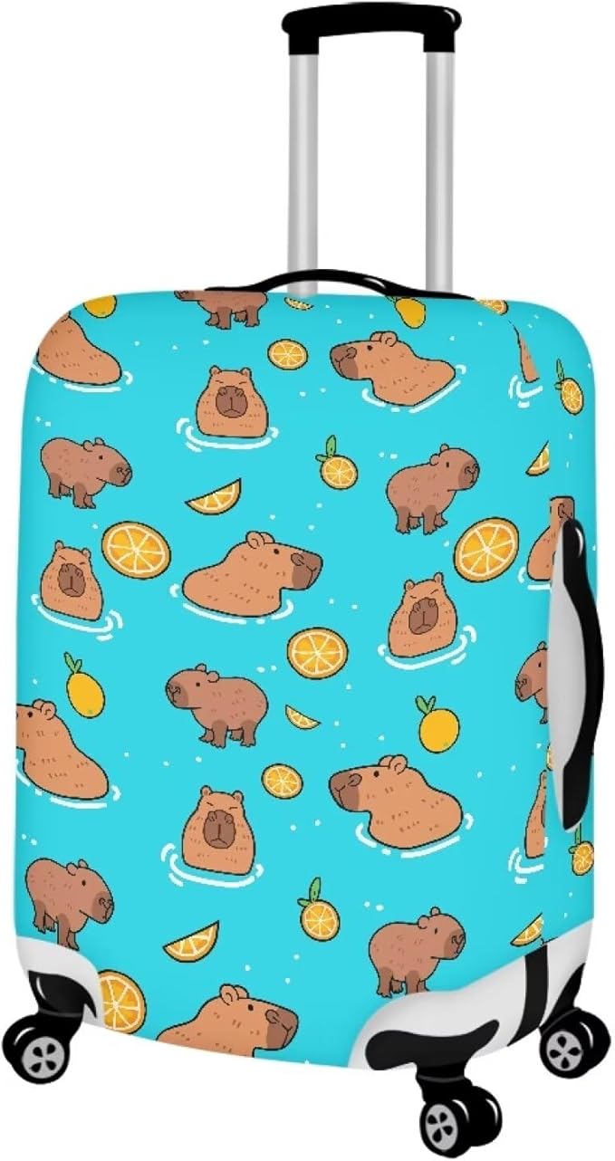 Capybara Suitcase Cover Elastic Luggage Covers for Suitcase Fit 26-29 Inch, Zip Closure Baggage Case Anti-Scratch Luggage Covers Protector Cute Cartoon Animal Baggage Cover