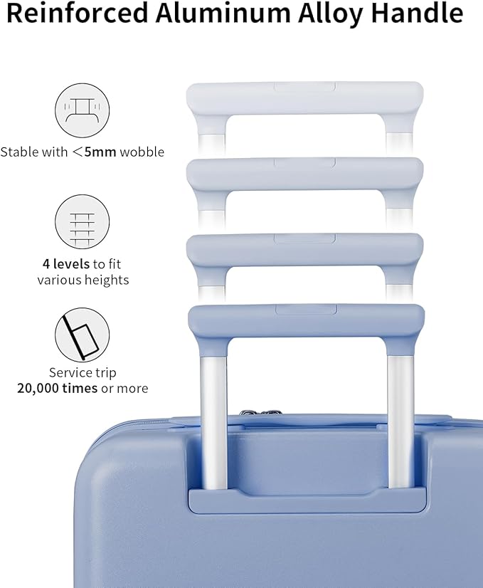 aji Expandable Top Open Carry On Luggage 22x14x9 Airline Approved, 20 Inch Hard Shell Carry On Suitcase with Spinner Wheels,Travel Small Luggage for Women Men,Blueberry Blue