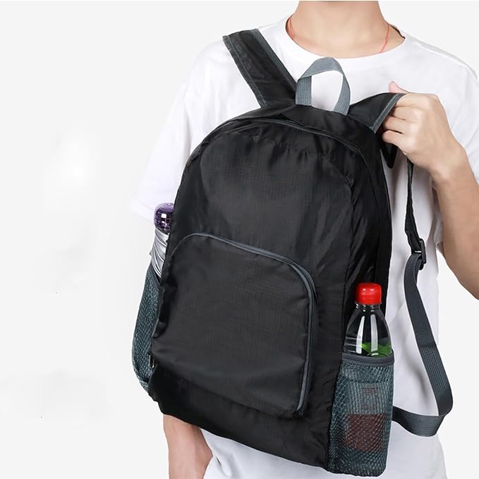 20L Hiking Daypack, Lightweight Backpack for Travel Camping Outdoor, Foldable Backpack For Men Women(BLACK)