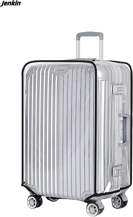 JenKin Luggage Protector Suitcase Cover PVC Waterproof Travel Suitcase Fits Most 20" to 30" (20" (13.8" L x 9.1" W x 20.9" H))