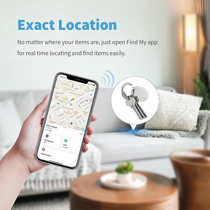 Air Tracker Tags-4 Pack [Apple MFi Certified] (iOS Only), Smart Bluetooth Tracker, Compatible with Apple Find My, Item Locator for Keys, Luggage, Wallet, Suitcase, Bags, IP67 Waterproof