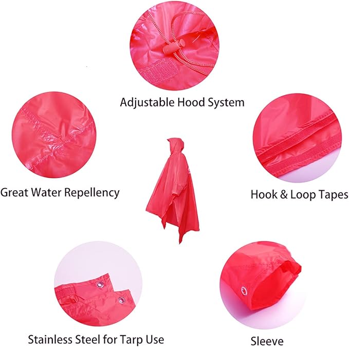 longsinger Rain Poncho for Adult, Waterproof Rain Poncho with Hood and Sleeve, Ideal for Hiking, Hunting, Camping
