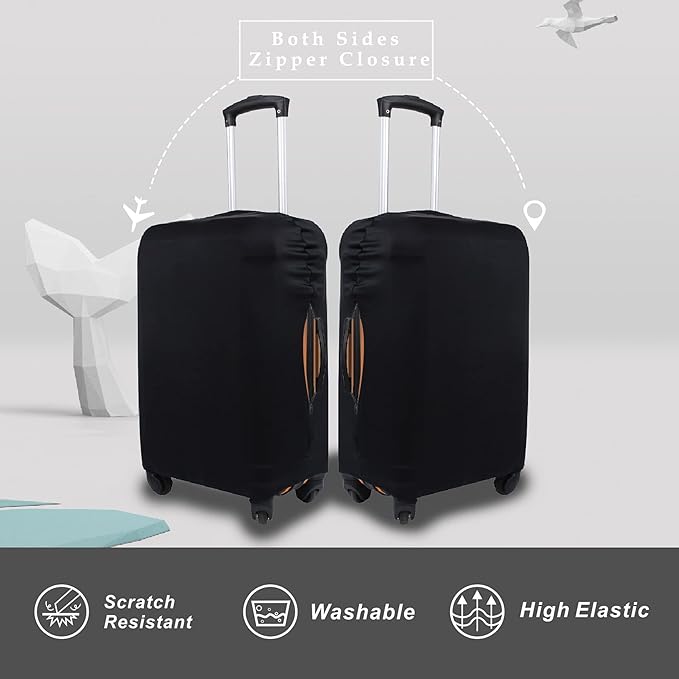 Explore Land Travel Luggage Cover Suitcase Protector Fits 27-30 Inch Case (Black, L)