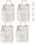 4pcs Wall Hanging Storage Bag,Wall Hanging Organizer bags with Pockets, Wall Organizer Storage for Dormitory Bathroom Bedroom (White-upgraded)