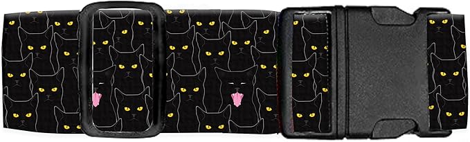 Luggage Straps for Suitcases Travel Belt Accessories, Cute Suitcase Strap, Adjustable Luggage Belt Strap, Heavy Duty with Quick-Release Buckle Luggage Strap Luxury Black Cats