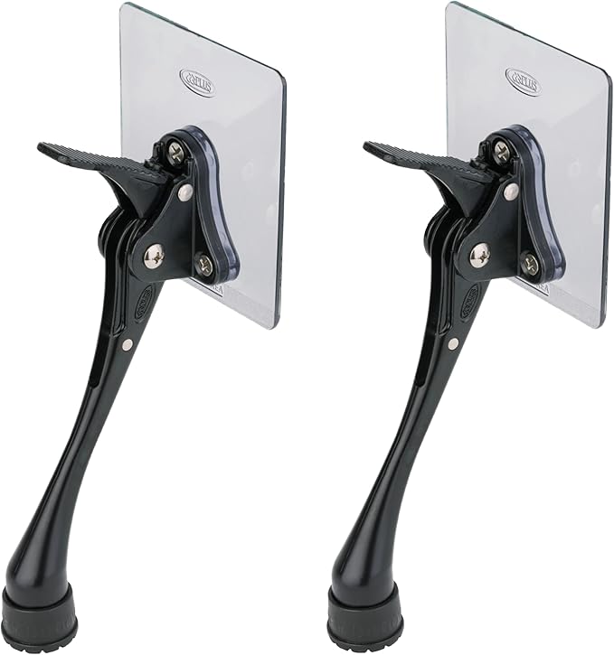 One-Touch Doorstop Adhesive Bracket (Black, 6inch x 2pack)