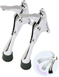 One Touch Kickdown Door Stopper, Door Holder, Heavy Duty Door Stops, Bottom of Door, Height-Adjustable Rubber Tips by HASHI (Chrome 4 inch x 2pack)