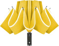 Lejorain Automatic Folding Umbrella Inverted - Upside Down Yellow Windproof Umbrella LED Flashlight Handle With Reflective Strip