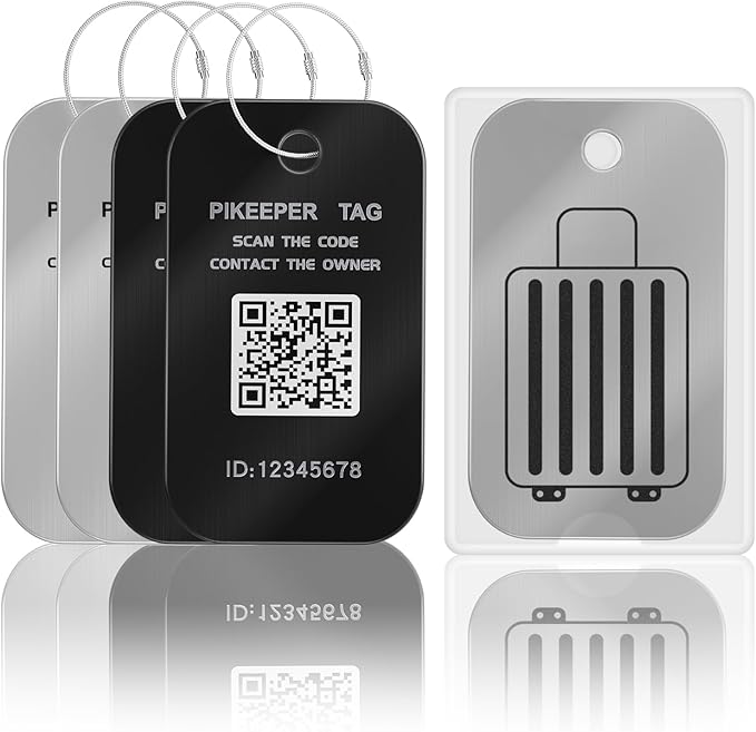 Smart Luggage Tags for Suitcase 4-Pack (2S2B) - Waterproof QR Code ID Labels, Show Scanner’s Location on Scan, Customizable & Durable Travel Tags for Backpack, Securely Hide Personal Info