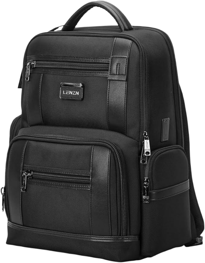 Laptop Business Backpack for Men & Women, Work Backpack Fits 15.6 Inch, Premium Qulity Travel Bag with USB Charging Port, Water-Resistant, Durable Nylon, Computer Bookbag with Multiple Pockets